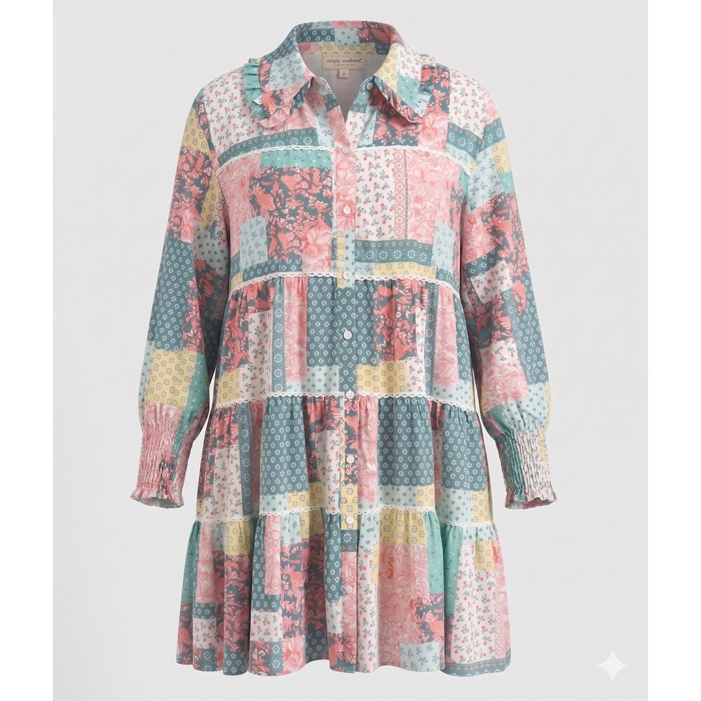 Simply‎ Southern Womens XXL Boho Cottagecore Eclectic Patchwork Allie Dress
